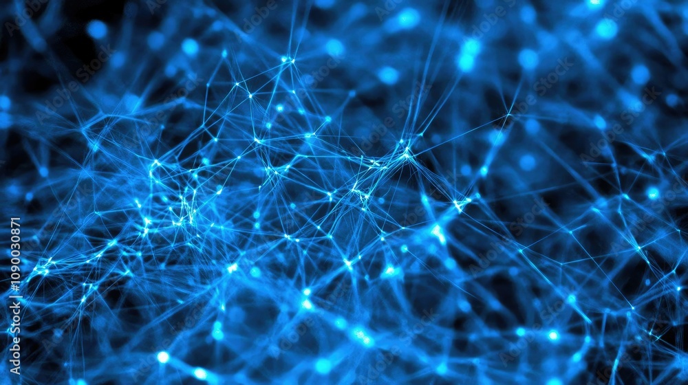 Aufkleber A close-up of glowing blue data lines forming complex patterns on a dark background, representing the digital age and technology.