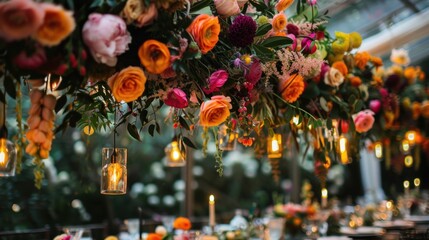 Floral Garland with Hanging Lights