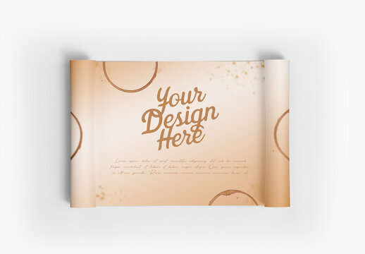 Paper Scrolls Mockup - Top View