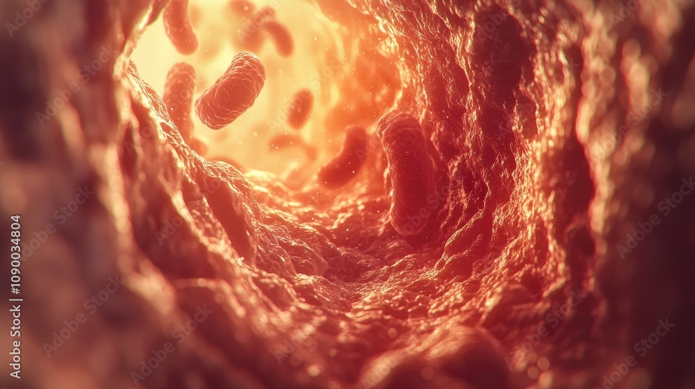 Aufkleber microscopic view of fat plaque inside an artery, illustrating a blockage and how it affects blood fl