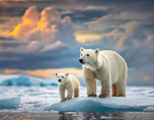 Niedźwiedź polarny z młodym niedźwiadkiem