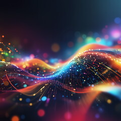 Abstract background ideal for digital, technologies, data science, scientific, neural networks, AI, network, data transmission and analysis, audio and visual concept.