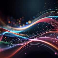 Abstract background ideal for digital, technologies, data science, scientific, neural networks, AI, network, data transmission and analysis, audio and visual concept.