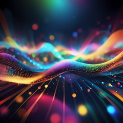 Abstract background ideal for digital, technologies, data science, scientific, neural networks, AI, network, data transmission and analysis, audio and visual concept.