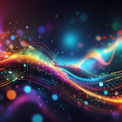 Abstract background ideal for digital, technologies, data science, scientific, neural networks, AI, network, data transmission and analysis, audio and visual concept.