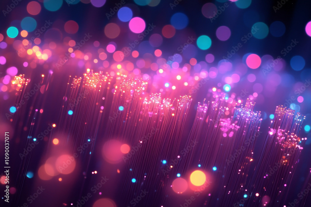Poster glowing data streams with vibrant colors create mesmerizing visual effect. intricate patterns and br