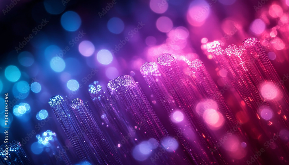 Poster mesmerizing glowing technology with fiber optics in vibrant colors creates stunning visual effect. i