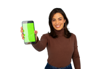 Latina businesswoman texting on smartphone