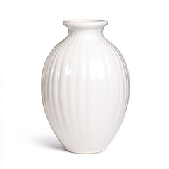 A stunning white vase enhances home decor with its minimalist elegance. On white background