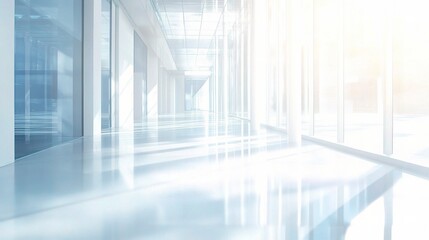 Obraz premium Bright and Spacious Modern Office Interior with Sleek Design and Abundant Natural Light, Ideal for Business and Creative Work Environments