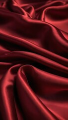Fototapeta premium Rippling Silk Fabric in Rich Red Tones with Intricate Folds and Light Reflections for a Luxurious Feel