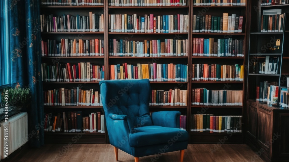 Poster a bookshelf filled with books of various languages and covers, representing the wealth of knowledge 