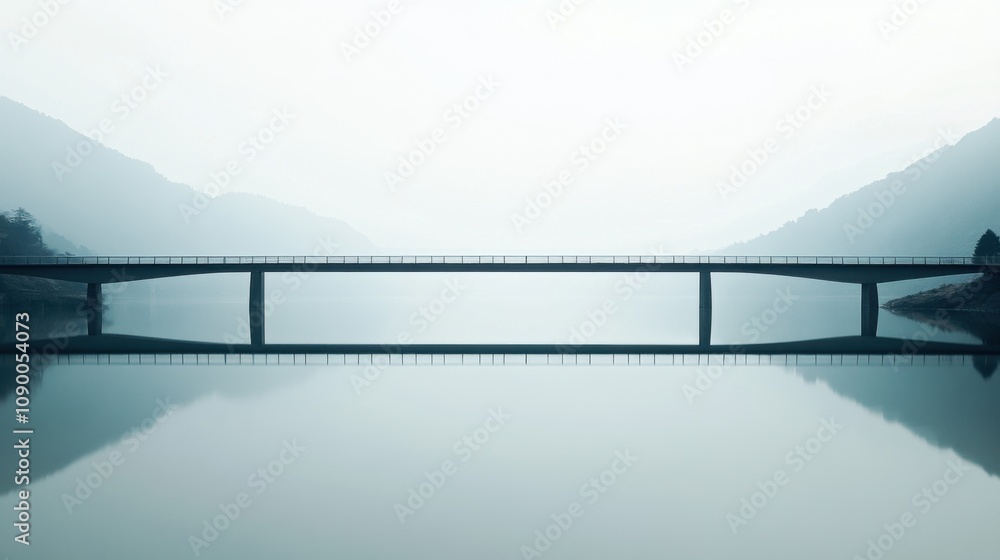 Poster A bridge connecting two different landscapes, Symbolizing the connection and understanding between diverse communities, minimalistic style