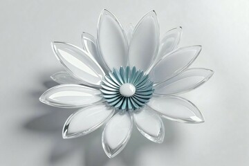 abstract 3d render of white glass flower