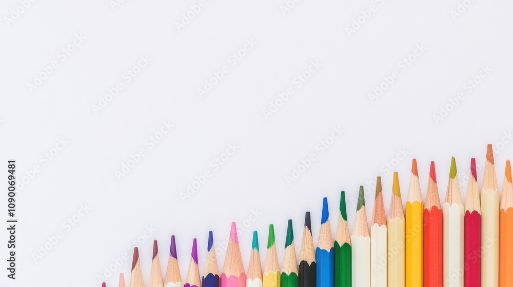 Poster A colorful spectrum of pencils arranged in a perfect gradient, representing the spectrum of identities, laid out on a simple white background