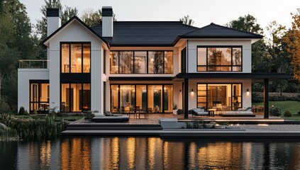 Obraz premium Modern House by the Water