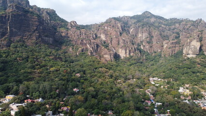 Aerial View of Tepozteco Mountain in Morelos, Mexico - Majestic Natural Landscape