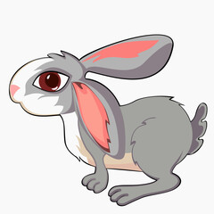 Obraz premium Rabbit vector drawing of a domestic pet. The home pet rabbit. vector illustration.