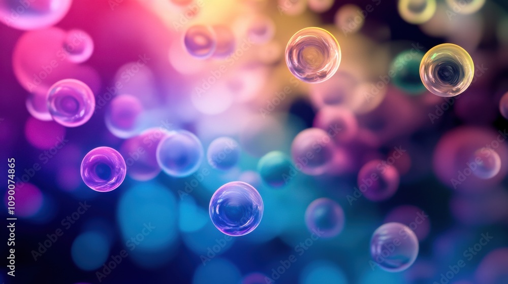 Poster A conceptual image of a spectrum of floating, interconnected orbs in varied sizes and hues, Representing the interconnectedness and depth of diverse perspectives