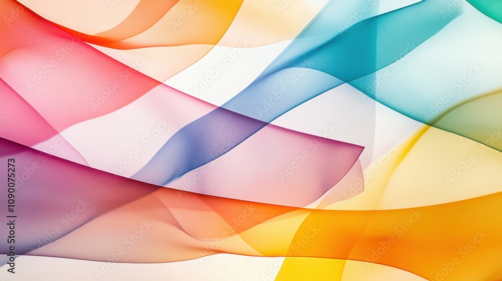 Poster A conceptual image of a spectrum of overlapping, transparent layers in different colors creating a blended effect, Symbolizing the seamless integration of diverse elements into a unified whole