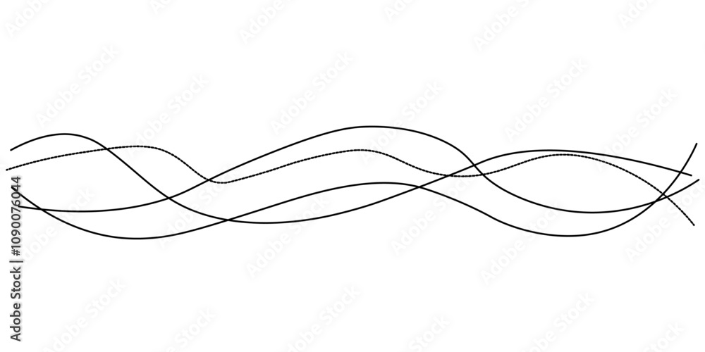 Poster Vector curve wave seamless pattern background. Abstract thin gray and white wavy lines background. Thin wavy curve line vector background.