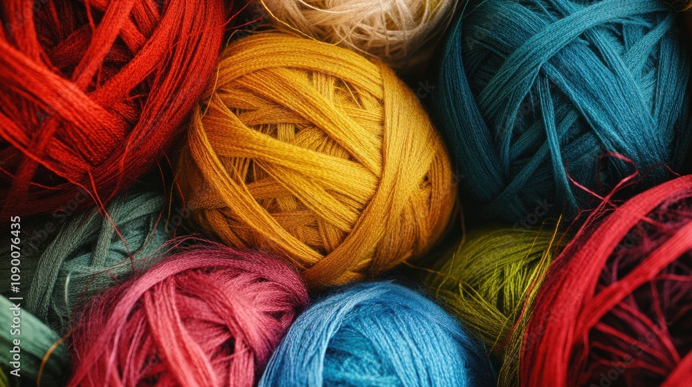 Aufkleber a conceptual image of various colored threads weaving together to form a cohesive fabric, symbolizin
