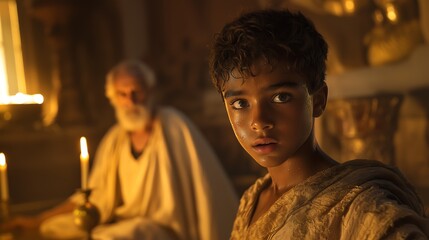 the boy samuel and the priest eli, samuel hears god calling and goes to eli