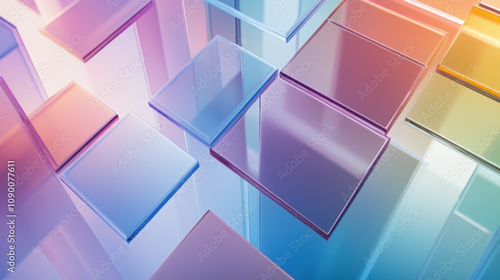 Poster A conceptual visualization of a series of diverse, translucent rectangles layered to form a gradient, Symbolizing the gradual integration and depth of diverse experiences