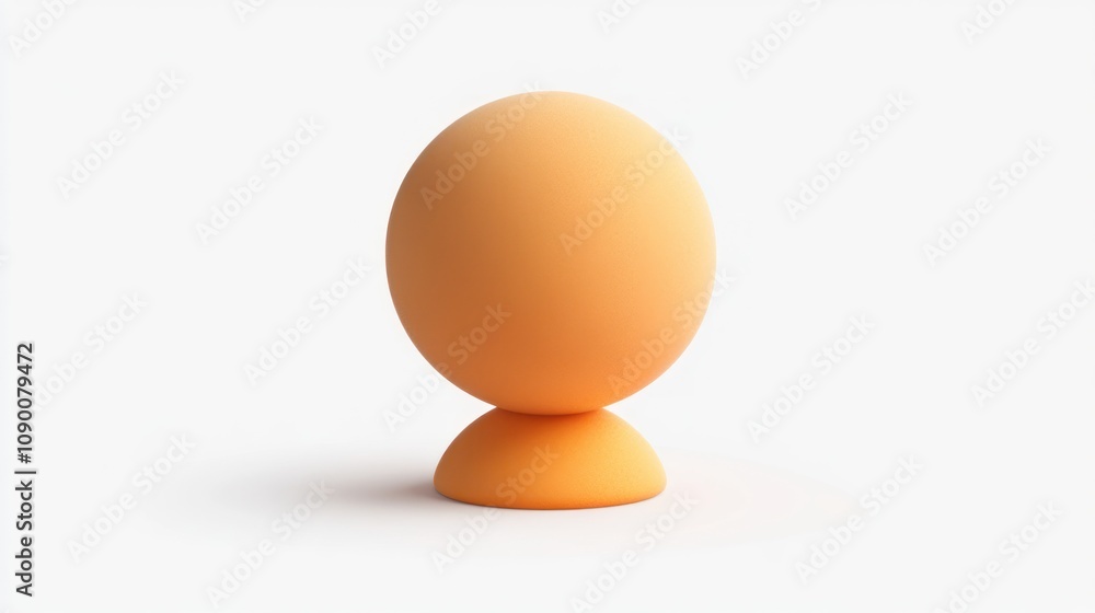 Poster A simple orange sphere resting on a small base, showcasing minimalistic design.