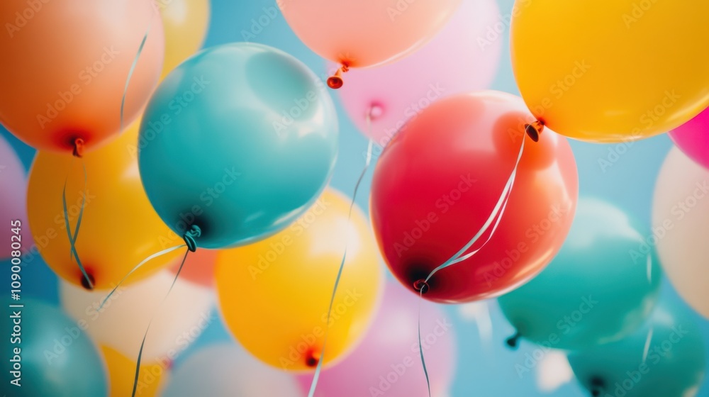 Poster a diverse array of colorful balloons tied together, symbolizing the celebration and inclusivity foun