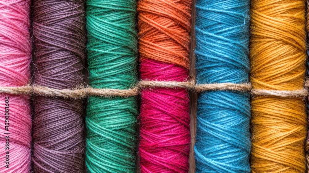 Aufkleber A diverse array of colorful threads weaving into a single fabric, Illustrating the strength and beauty of a diverse community, minimalist composition
