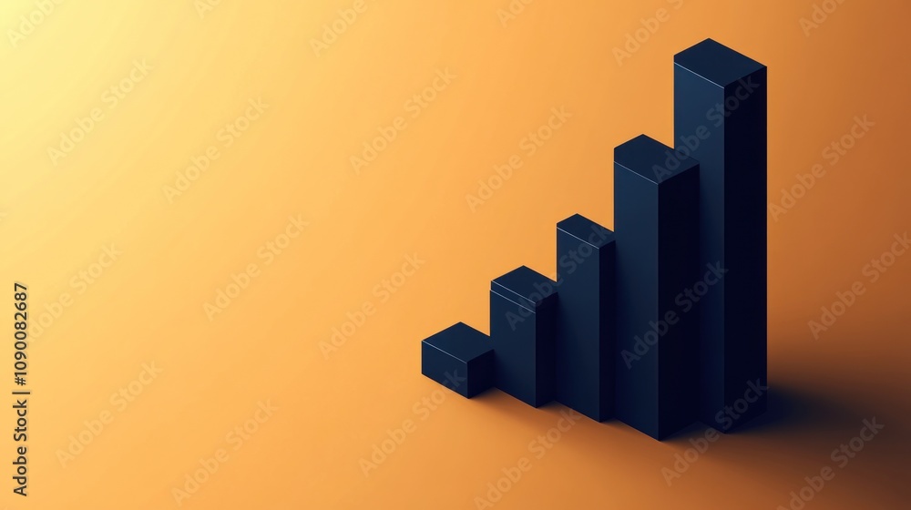 Poster a 3d bar graph illustrating growth with a gradient background.