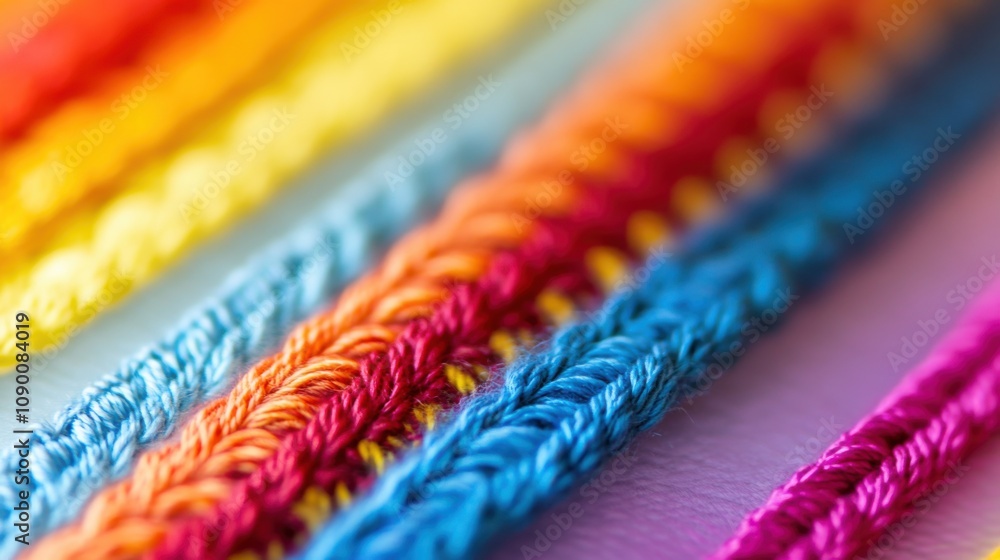 Aufkleber A diverse set of colorful threads weaving into a single tapestry, Representing the strength and unity found in diverse contributions, minimalist composition