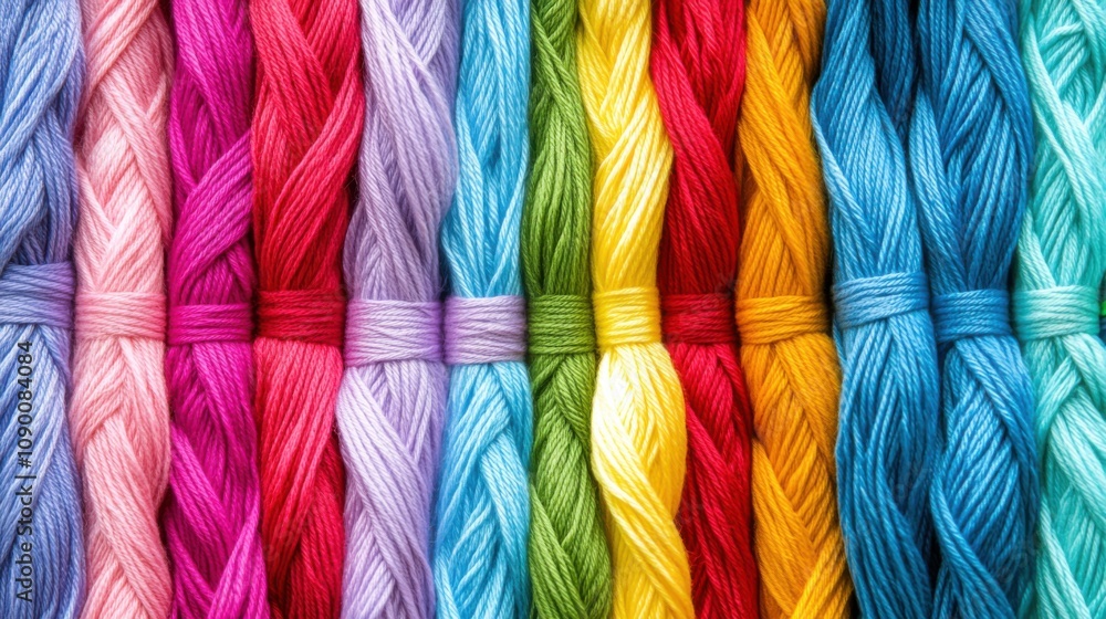 Aufkleber A diverse set of colorful threads weaving into a single tapestry, Representing the strength and unity found in diverse contributions, minimalist composition