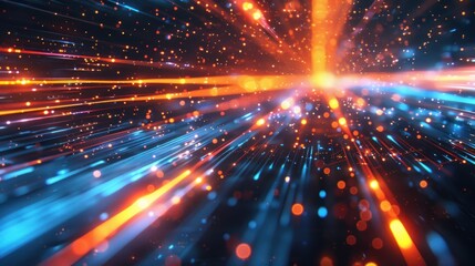 Obraz premium Abstract glowing streaks and particles.