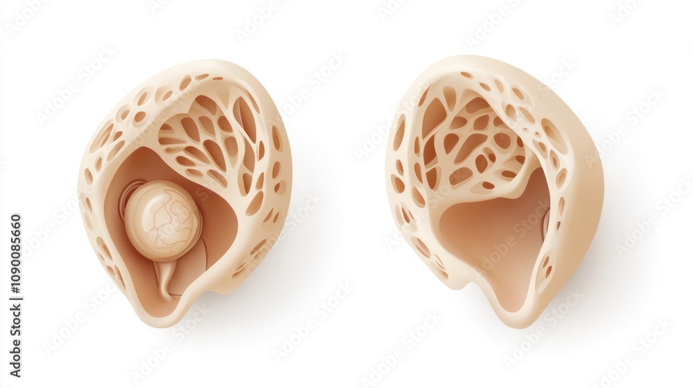 Aufkleber Abstract anatomical model showcasing intricate structures and a central spherical element.