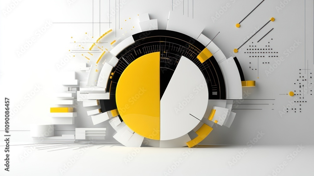 Poster abstract graphic design featuring geometric shapes and contrasting colors for data visualization.