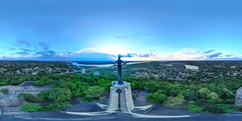 360 aerial photo taken with drone of Cerro Lambaré in Asunción, Paraguay