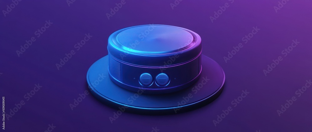 Aufkleber A futuristic button-like device with a sleek design and glowing accents.
