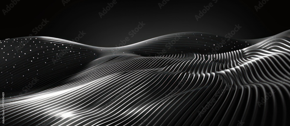 Aufkleber abstract grayscale landscape with flowing lines and subtle light effects.