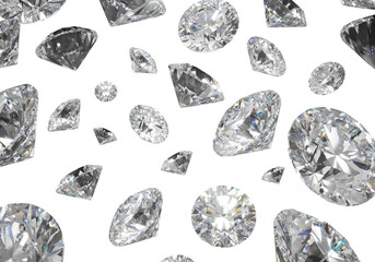Luxury falling diamonds composition on transparent background -16bit PNG