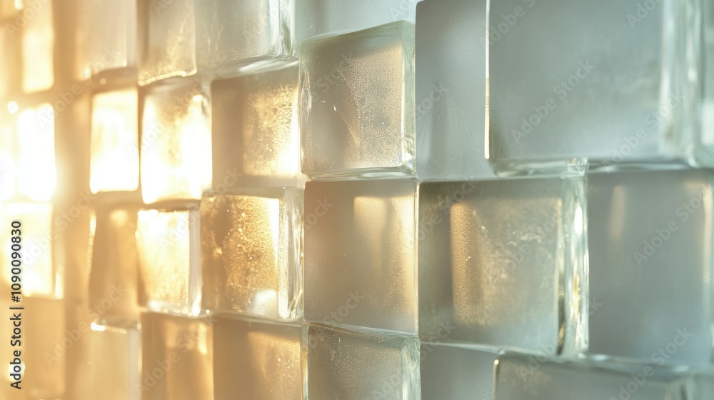 Aufkleber frosted glass cubes arranged in a pattern illuminated by soft light, creating a warm and inviting am