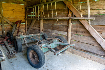 Fototapeta premium Wooden chassis in the old barn