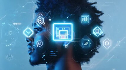 AI (Artificial Intelligence) concept. Deep learning. Digital transformation.