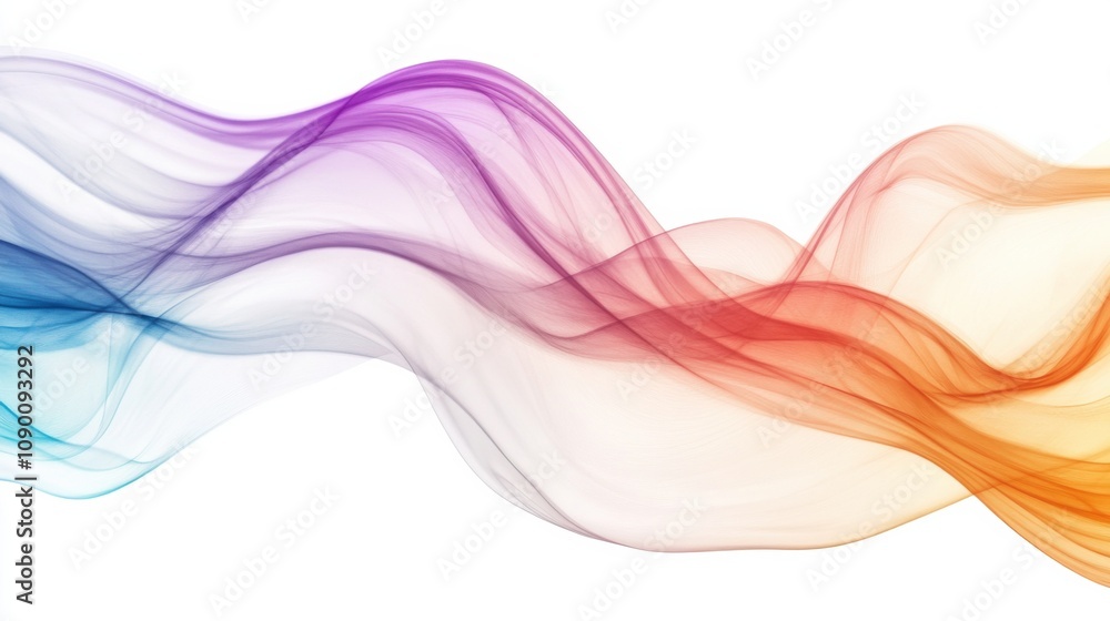 Poster A minimalist design of flowing, interwoven lines in a spectrum of colors creating a wave-like motion, Reflecting the fluid and dynamic nature of inclusive communities