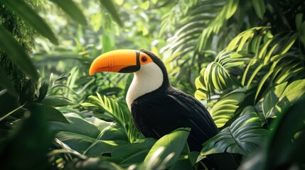 Fototapeta premium Toucan in Tropical Foliage