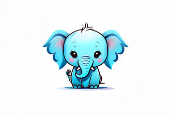 Fototapeta premium A simple and cute elephant doll icon with a white background