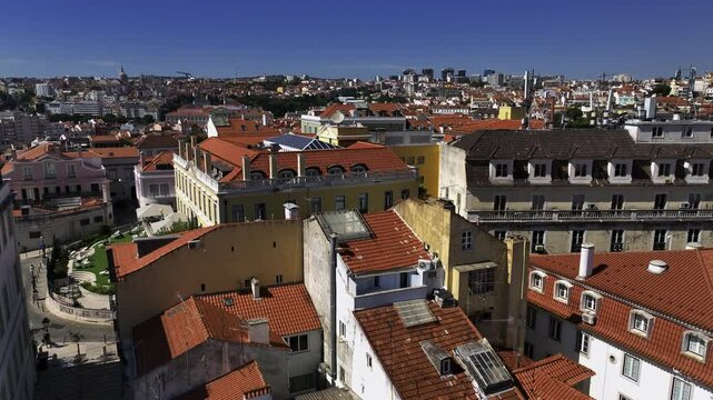 Drone shot from over Lisbon, Portugal.