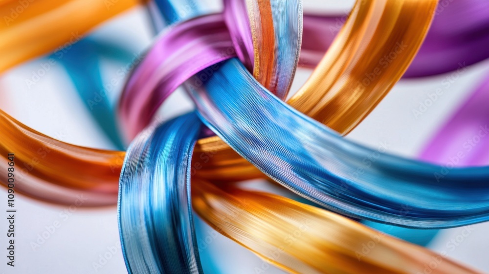 Poster a pair of intertwined colorful ribbons, representing the intertwining of diverse lives and experienc