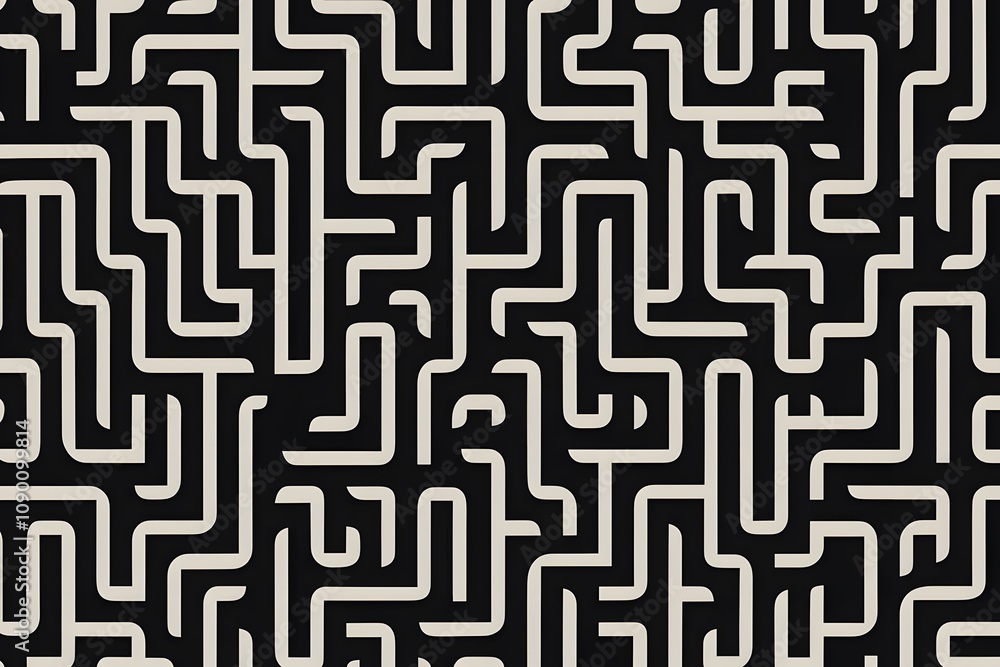 Poster abstract black and beige maze pattern background design